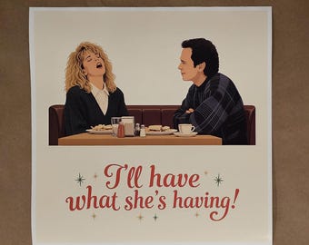 Lámina artística de la pareja Harry Met Sally - Decoración para restaurantes, bares, cafeterías y cocinas