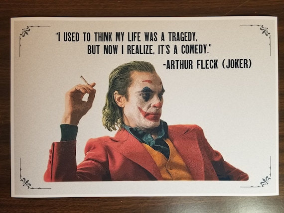 Joker Poster 12 X 18 Tragedy Comedy Citation Joaquin Etsy France