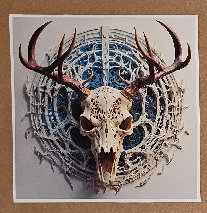 Devil Deer Rack Deer Skull Poster - Many Varieties! - 3D Look Horns Devil Scary Art ...