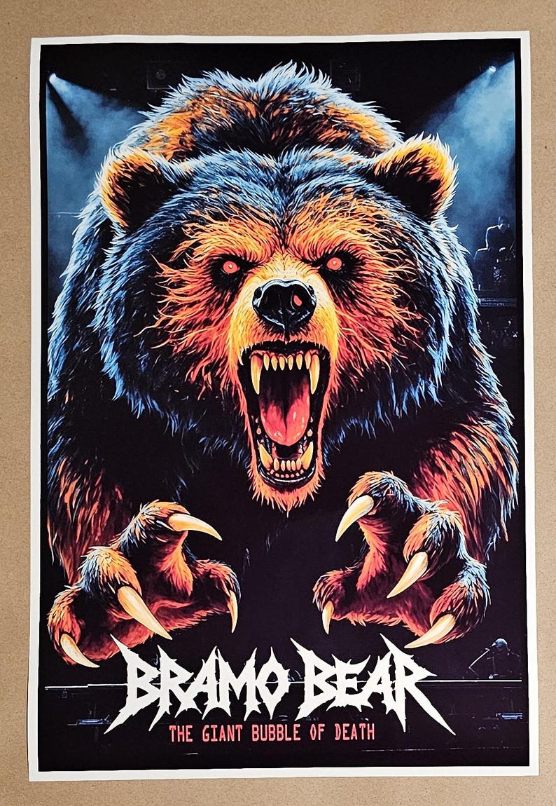 Bramo Bear Doom Metal Band Cover Art Poster - the Giant Bubble of Death ...