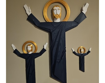 Notre Dame Fan Gift - Touchdown Jesus 3D Print - Blue Gold White - Fighting Irish Decor for Dad Fan alumni