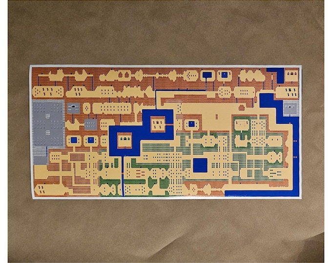 Zelda Map Classic NES 12" X 24" The Legend of Zelda Nintendo Link World Map