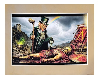 Notre Dame USC Rivalry Print - Leprechaun Shillelagh Trojan Poster