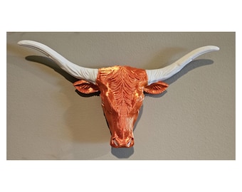 Texas Longhorn Figurine 3D Print - Orange White Wall Decor Hook Em Football