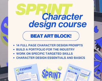 SPRINT character design course - 14 character design prompts to beat art block. Design awesome OC's and build your portfolio