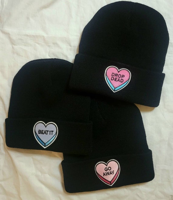 Patched Beanie Hat: Funny Retro Style, Handmade Gift - Etsy