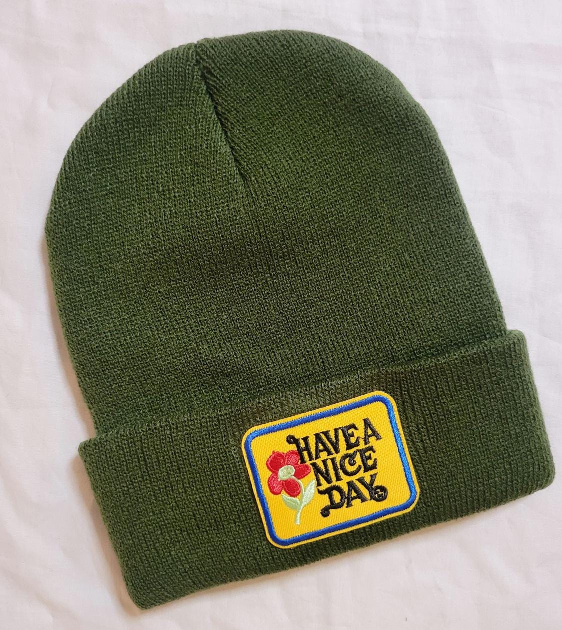 帽子 GOOD GRIEF! PATCHED KNIT BEANIE Patched Beanie Hat: Funny Retro Style, Handmade Gift - Etsy