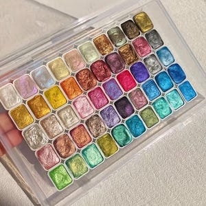 60 Color Pearl Watercolor Paint Set, Metallic Watercolor Palette, Vibrant Shimmer Colors for Art, DIY Crafts, Journaling, Card Making