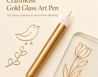 2 Glass Paint Pen - 3D Gold Outliner for Glass, Ceramics & Metal, DIY Craft Pen, Raised Metallic Liner, Window Art, Handmade Gifts