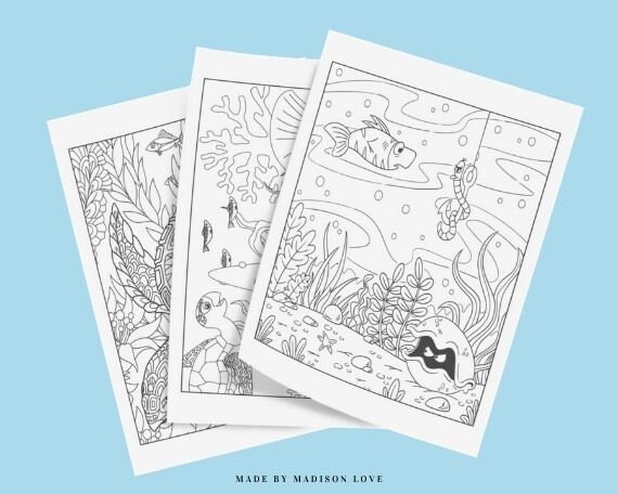 20 ocean coloring pages printable for kids and adults etsy