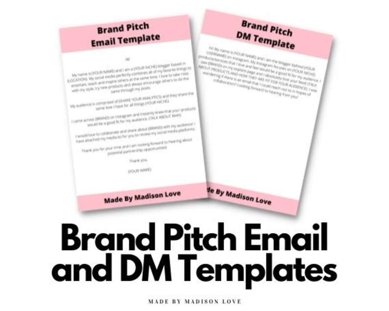 Influencer and Content Creator Brand Pitch Email and DM Templates for Collaborations | Easy to Edit | Fill in the Blank 