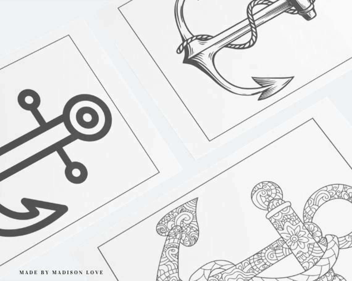 14 Anchor Coloring Pages Printable for Kids and Adults - Etsy
