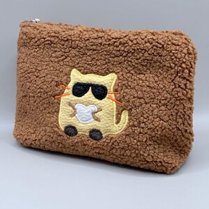 Trousse De Maquillage Plate Motif Tête De Chat Européen - Beige - Catseye - PVC Imperméable