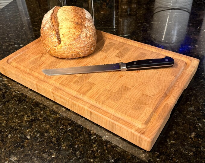 USA Hard Maple End Grain Cutting Board - Expertly Crafted in the U. S. A. - Optional Juice Groove - 1 1/2" Thick -  Handcrafted in Virginia