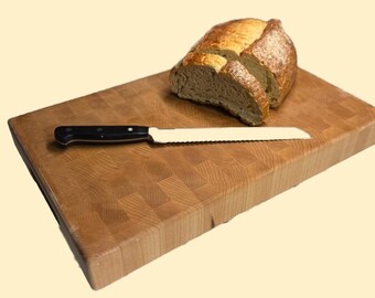 Handmade End Grain Maple Cutting Board with Juice Groove - Thick and Durable - Made in USA - 1 3/4" thick