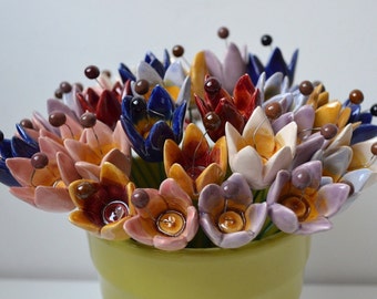 Handmade Ceramic Tulip, Ceramic Spring Flower
