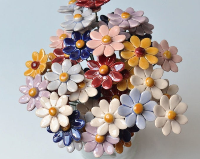Daisy Flower: Colorful Handmade Ceramic Home Decor
