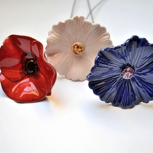 Handmade Ceramic Poppy, Sunflower, Cornflower, ceramic flower