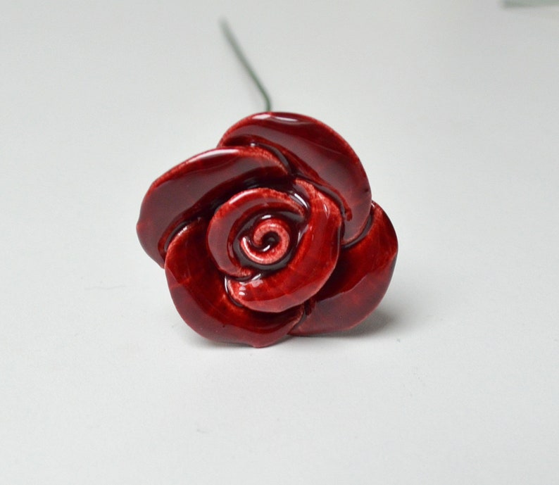 ceramic flower, red, burgundy rose

Beautiful, hand-made, ceramic rose.