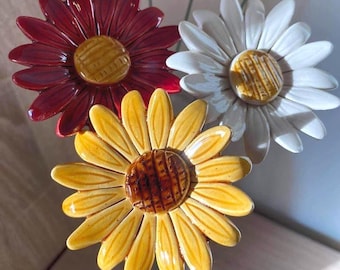 Zonnebloem, handgemaakte keramische bloem, bloemendecor