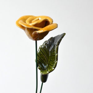 ceramic rose with leaf