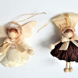 Christmas Ornament, Natural Corn Husk Angel