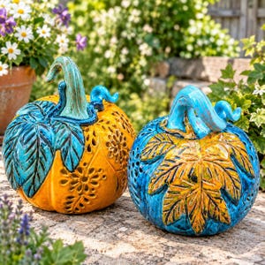 Kürbislaterne – Handgefertigte Keramik-Dekoration für Herbst, Halloween und Thanksgiving
