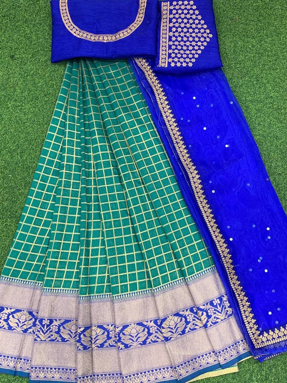 Designer Kanjivaram Silk Half Saree Lehenga Pure Zari Weaving - Etsy