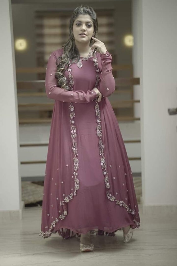 Lavender Pink Indian Gown Dress for Weddings Sangeet Mehendi - Etsy