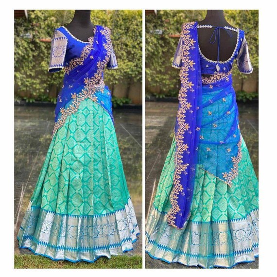 New Kanjivaram Silk Half Saree Lehenga Pure Zari Weaving South - Etsy