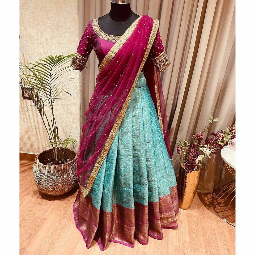 Pattu Half Saree Etsy Uk Pattu Half Saree Etsy Uk