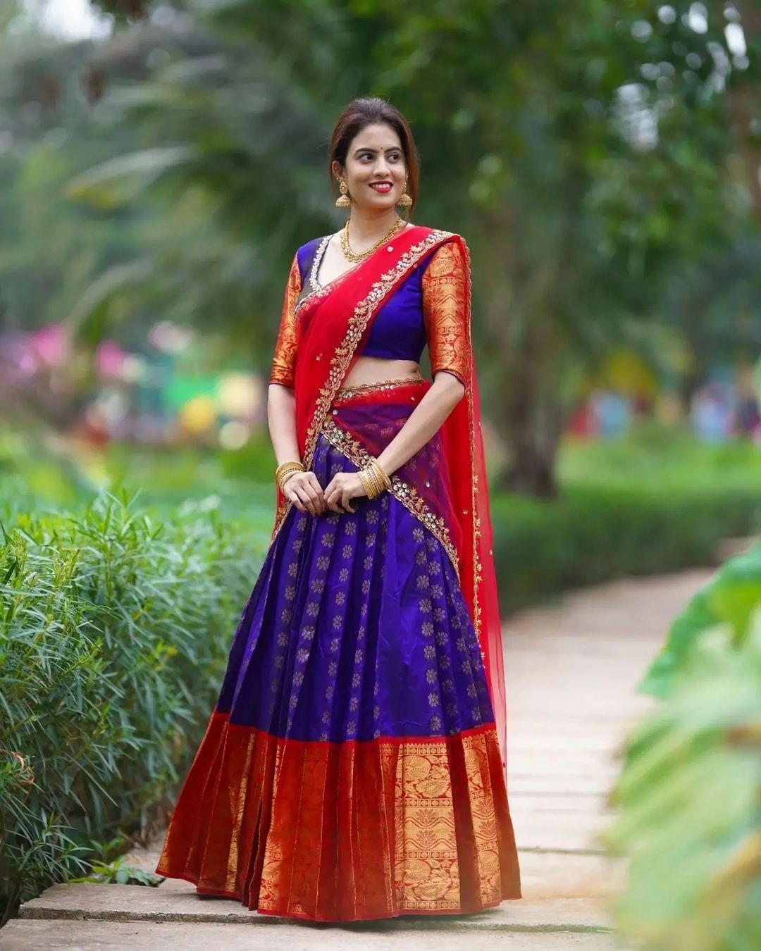 New Kanjivaram Silk Half Saree Lehenga Pure Zari Weaving South Etsy Finland