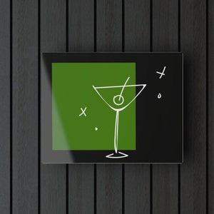 Vuile Martini acrylafdrukken | Bar winkelwagen muur sticker kunst | Trendy donkere geometrische muurkunst voor het decoreren van appartementen, huizen en slaapzalen