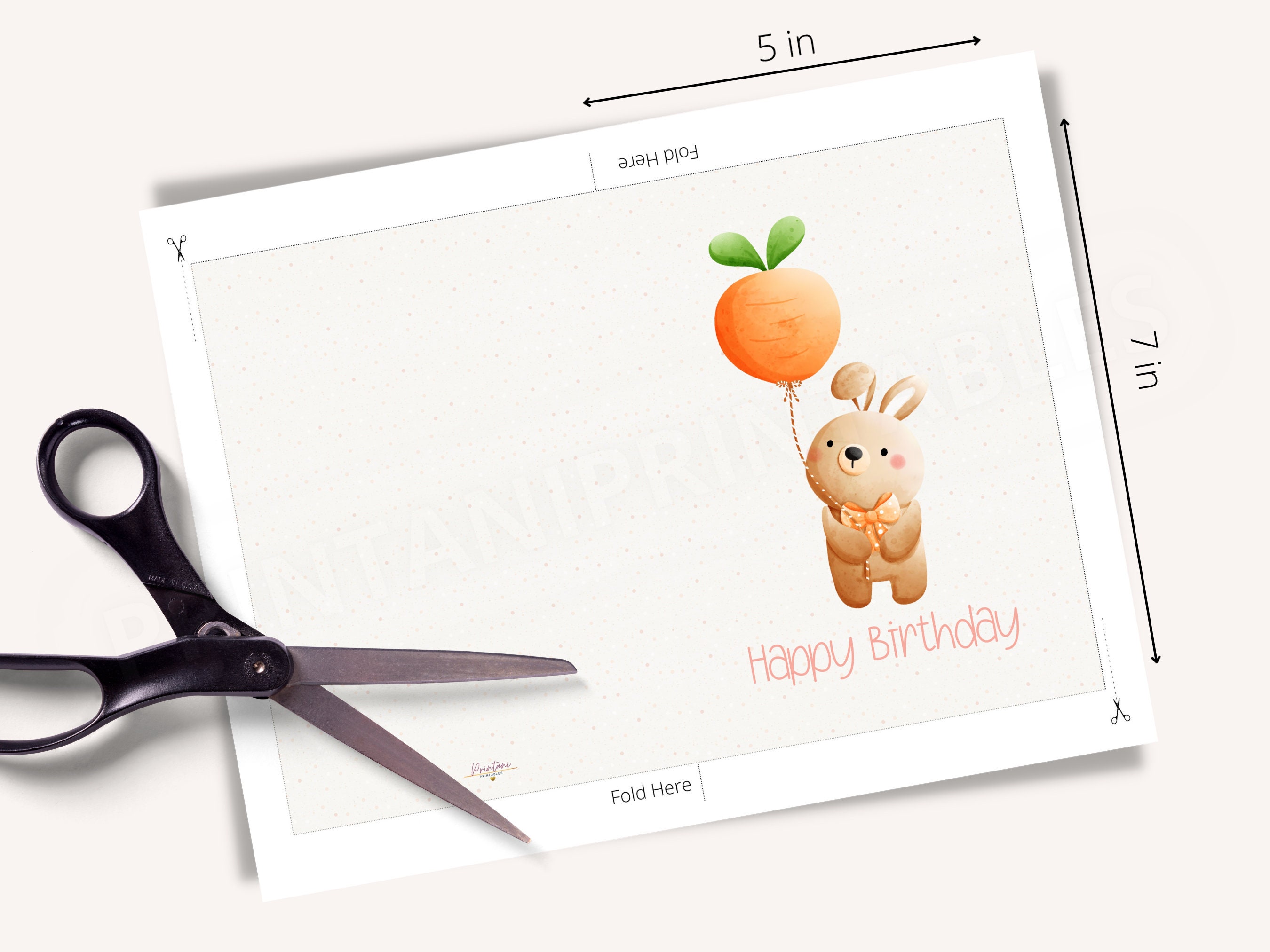 PRINTABLE Bunny Happy Birthday Greeting Card for Kids, Cute Birthday ...