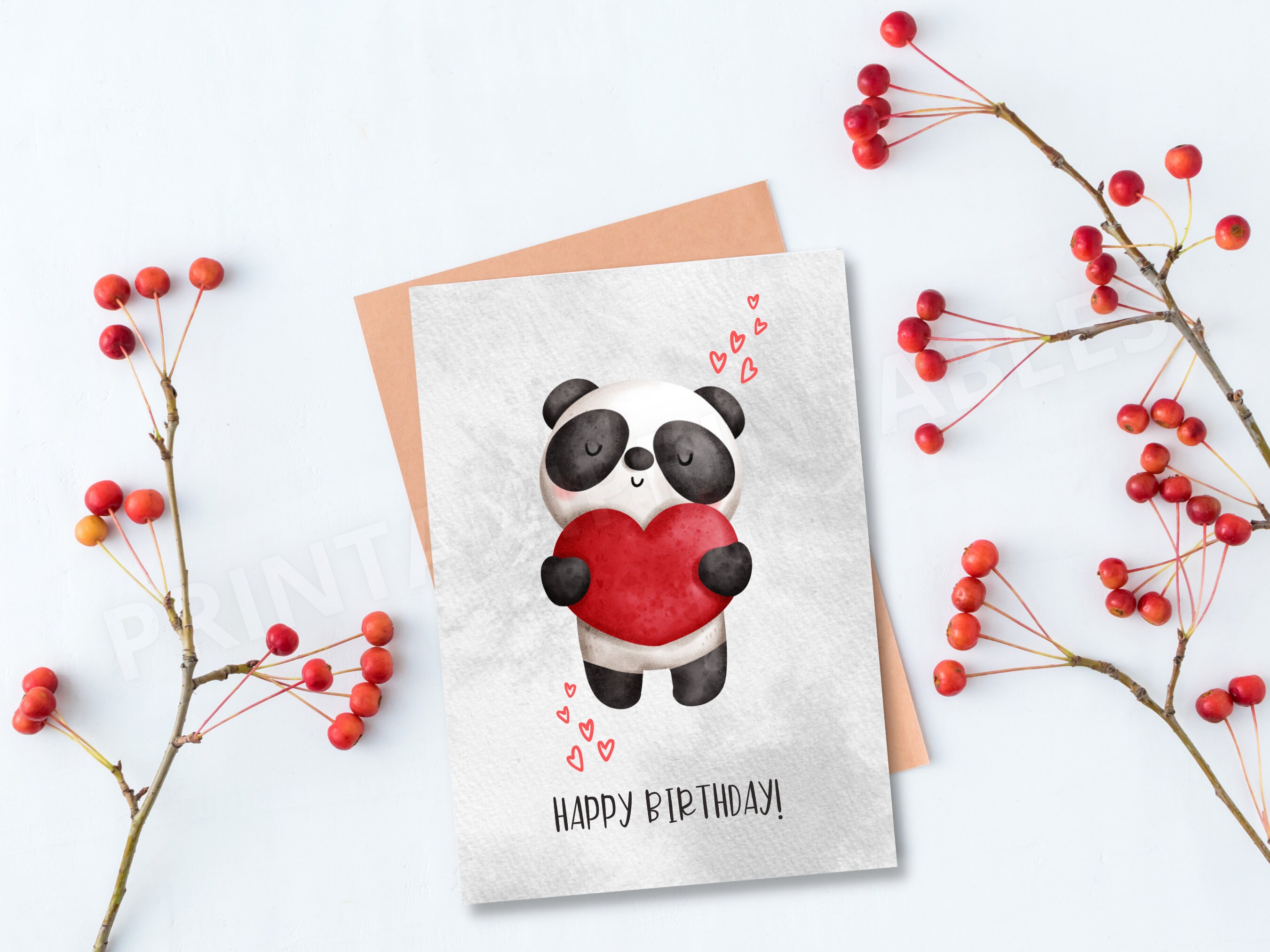 PRINTABLE Panda Happy Birthday Greeting Card, Birthday Card for Kids ...