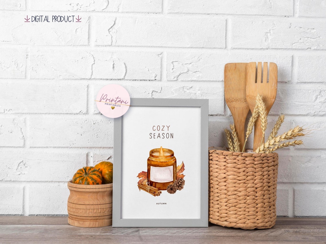 PRINTABLE Fall Wall Art, Cozy Autumn Season Wall Art Print Etsy