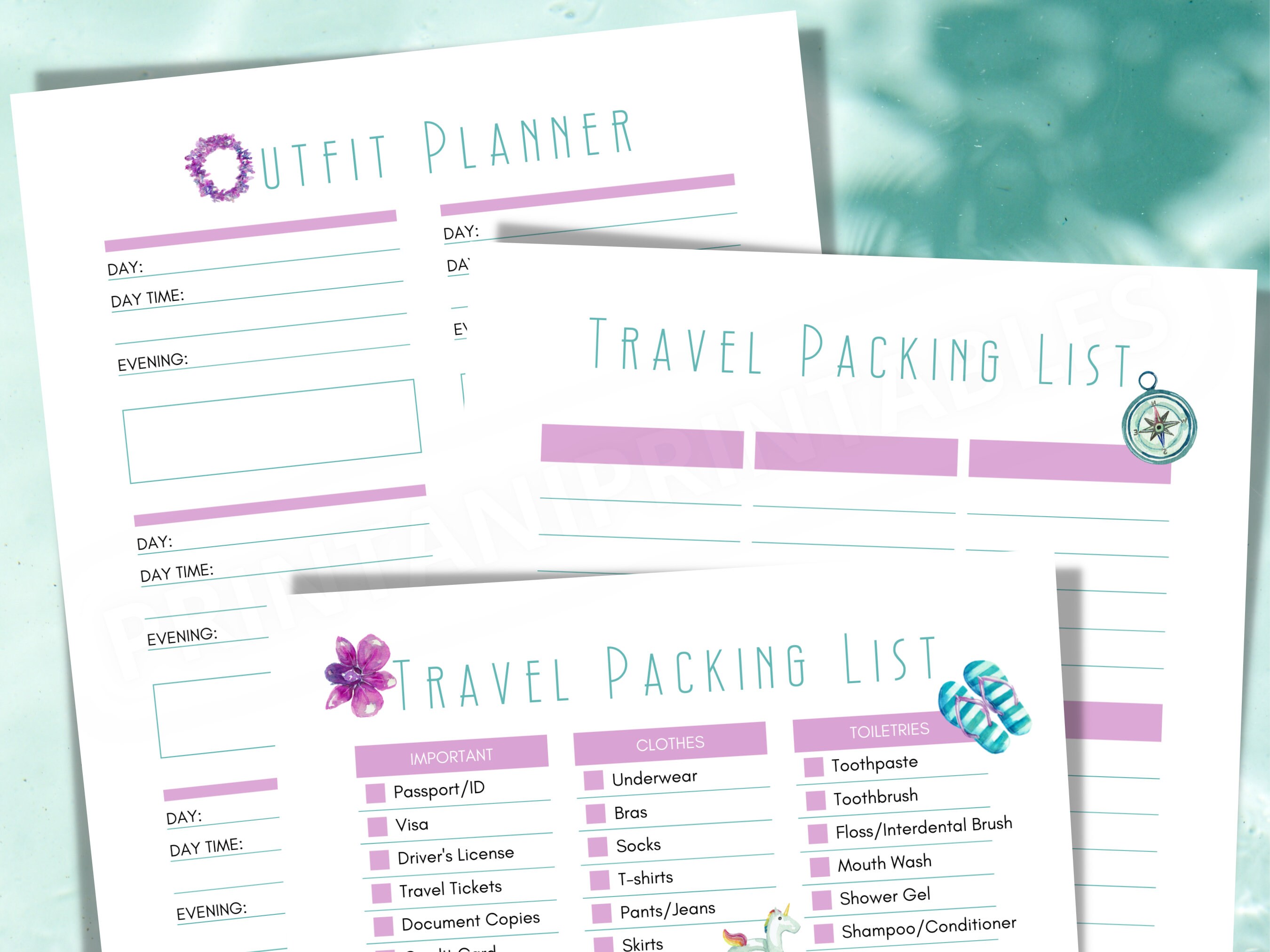 Printable Travel Check List, Travel Packing List, Digital Travel ...