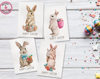 Printable Easter Bunny Card for Kids, Happy Easter Printable Kids Cards, Cute Bunny Easter Card, Rabbit Kids Easter Card, Digital Card