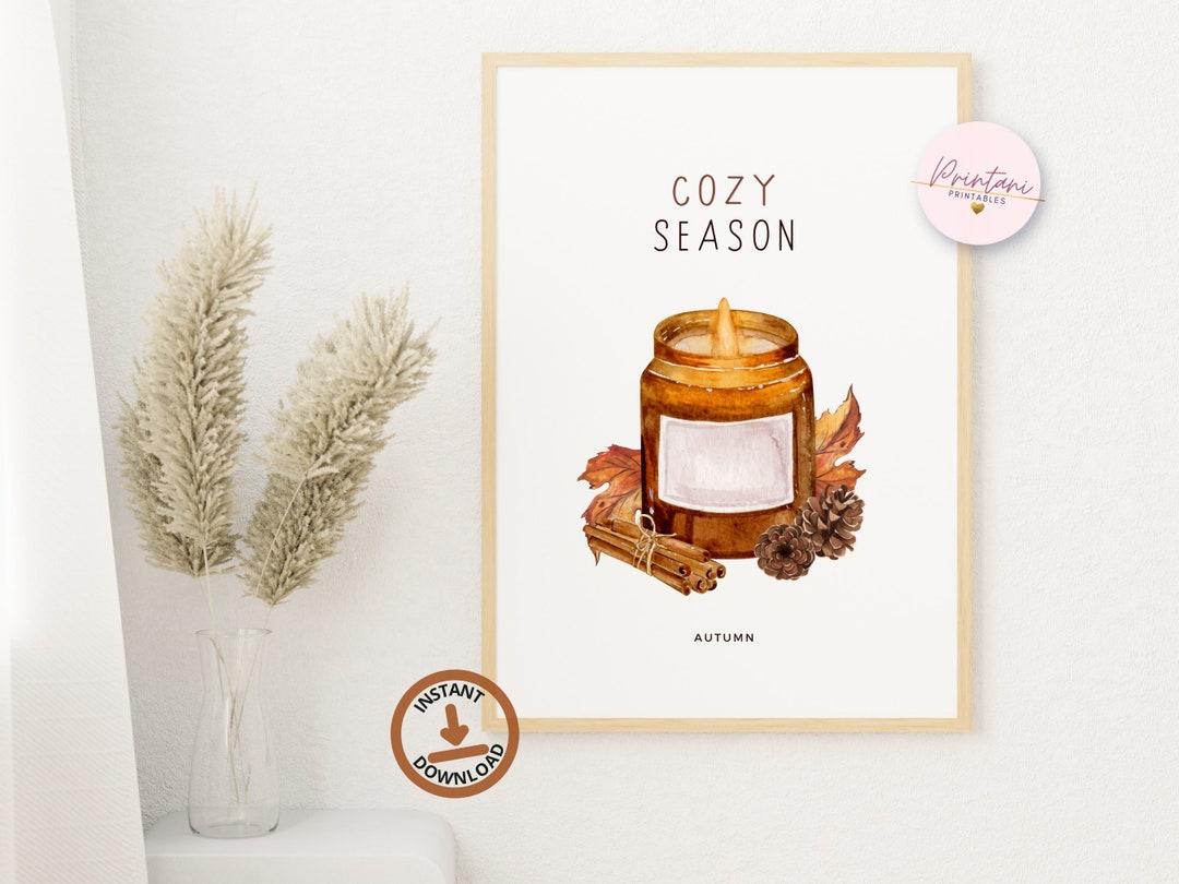 PRINTABLE Fall Wall Art, Cozy Autumn Season Wall Art Print Etsy