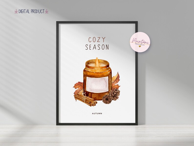 PRINTABLE Fall Wall Art, Cozy Autumn Season Wall Art Print Etsy