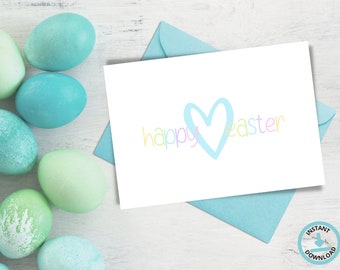 Afdrukbare Happy Easter Pastel Sign wenskaart, eenvoudige Paaskaart, minimalistische afdrukbare Paaskaart, Happy Easter digitale kaart