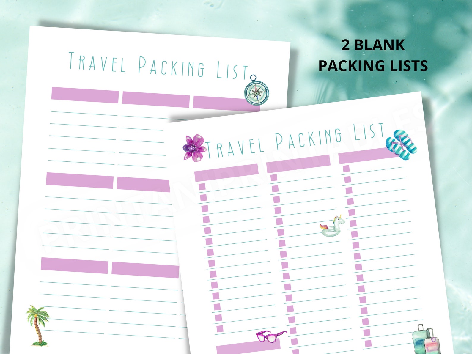 Printable Travel Check List, Travel Packing List, Digital Travel ...