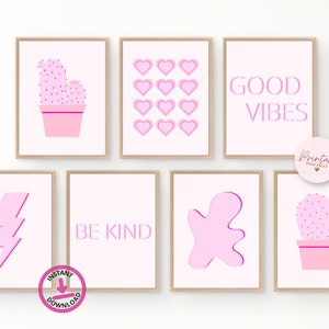 PRINTABLE Set of 7 Pink Preppy Wall Art Prints Preppy - Etsy