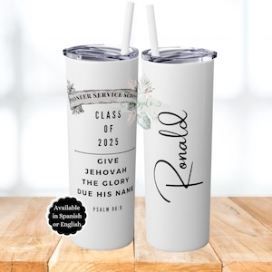 Jw Pioneer School tumbler for Pioneer School gifts Spanish Regalo de Escuela de Precursor JW gifts for pioneer Personalized jw baptism gift