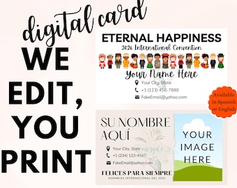 Gepersonaliseerde 2026 Convention-contactkaart, eeuwig geluk, Felices para siempre, contactkaart, JW Convention-cadeau, JW digitale kaart