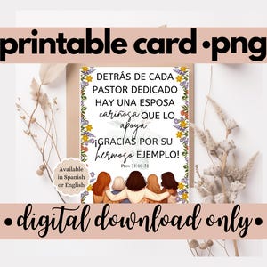 Espanhol TJ Elder Wife cartão de agradecimento apreciação esposa imprimível irmã presente melhor vida sempre TJ esposa de anciano tarjeta de agradecimiento