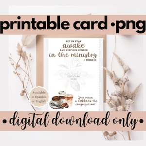 JW Pioneer Printable Coffee Gift Card Holder Greeting Gift Card JW Pioneer Greeting Card Encouragement Appreciation Printable Pioneer Gift