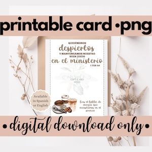 Spanish JW Pioneer Printable Coffee Gift Card Holder Greeting Gift Card Pioneer Greeting Encouragement Appreciation Printable Pioneer Gift