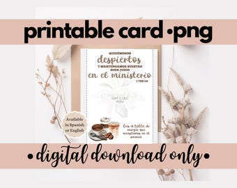 Spanish JW Pioneer Printable Coffee Gift Card Holder Greeting Gift Card Pioneer Greeting Encouragement Appreciation Printable Pioneer Gift