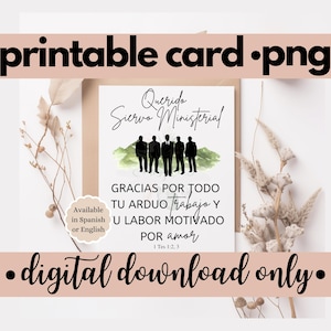 Espanhol TW Ministerial Servo cartão de felicitações agradecimento MS presente melhor vida sempre presente ministério siervo ministerial tarjeta de agradecimiento